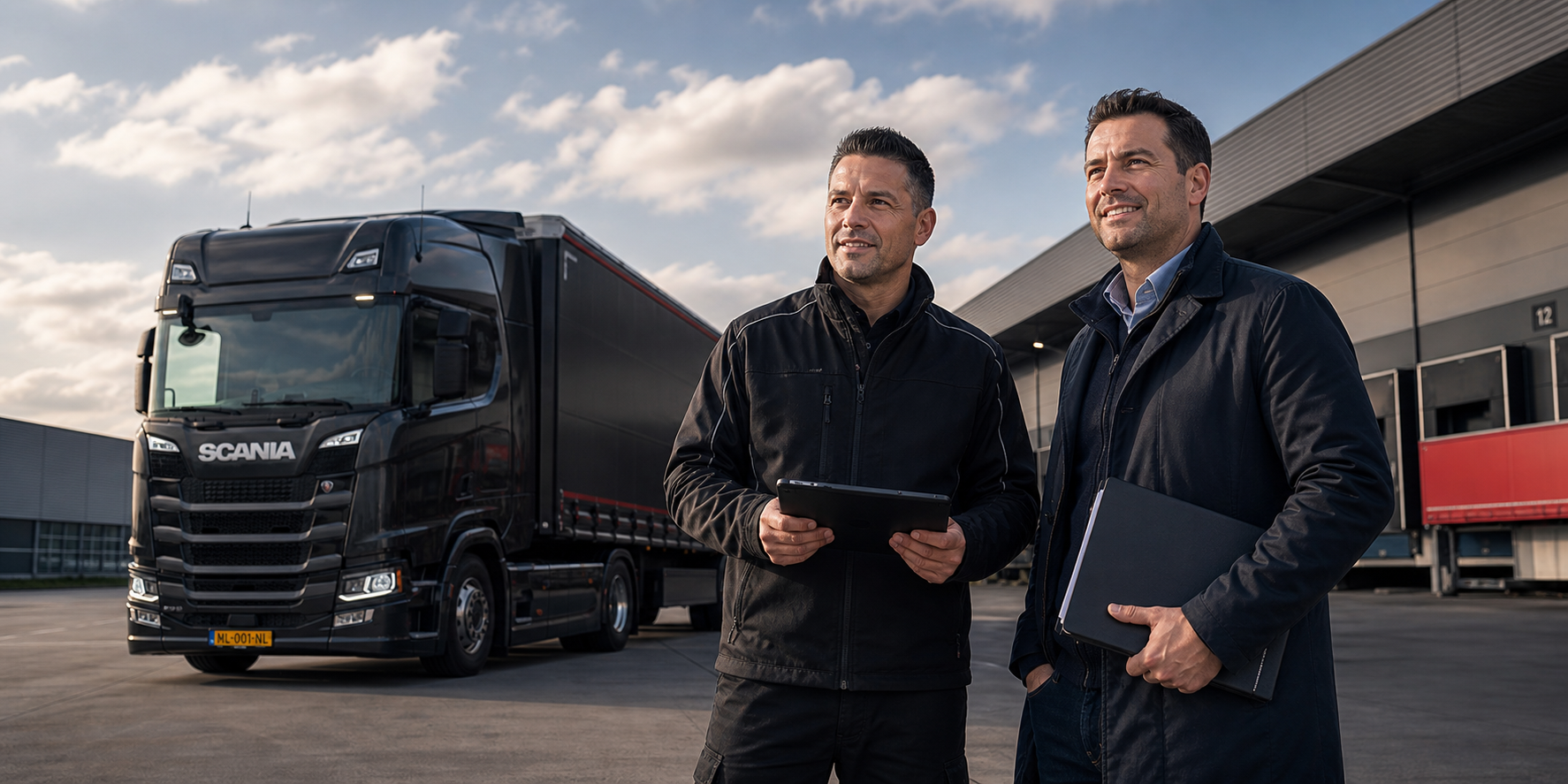 Nederlandse chauffeur en logistiek adviseur bij een transportterrein